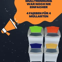 Mülleimer Küche Unterschrank 4 Fächer Abfalleimer Küche Mülltrennsysteme Stapelbar Mülleimer unter Spüle Küchenabfalleimer Küchenmülleimer Mülltrenner 4 x 20 L 80 L