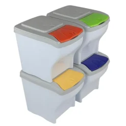 Mülleimer Küche Unterschrank 4 Fächer Abfalleimer Küche Mülltrennsysteme Stapelbar Mülleimer unter Spüle Küchenabfalleimer Küchenmülleimer Mülltrenner 4 x 20 L 80 L