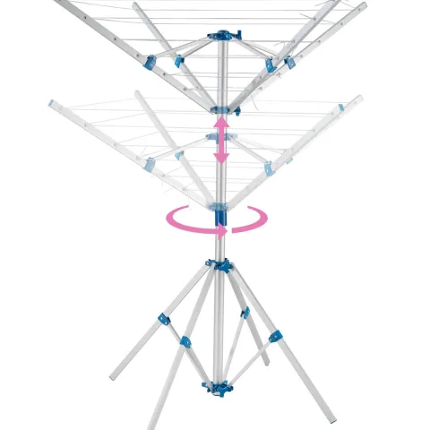 Mobile Wäschespinne aus Aluminium tectake 102 x 102 x 160 cm wetterfest grau