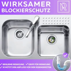 M. ROSENFELD HOME Unverzichtbares Universal Siebkörbchen Spülen - 79mm Hochwertiger Stöpsel für Jede Küchenspüle