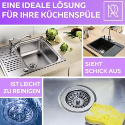 M. ROSENFELD HOME Unverzichtbares Universal Siebkörbchen Spülen - 79mm Hochwertiger Stöpsel für Jede Küchenspüle