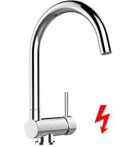 NIEDERDRUCK Wasserhahn Vorfenster Küchenarmatur, Umklappbar 4,5 CM, mit 360° schwenkbarem U-Auslauf, Verchromt