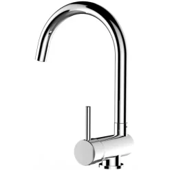 NIEDERDRUCK Wasserhahn Vorfenster Küchenarmatur, Umklappbar 4,5 CM, mit 360° schwenkbarem U-Auslauf, Verchromt