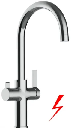 NIEDERDRUCK 3 Wege Wasserhahn Küchenarmatur, FC, mit 360° schwenkbarem U-Auslauf, Verchromt