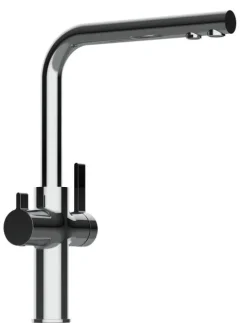 NIEDERDRUCK 3 Wege Wasserhahn Küchenarmatur, FC, mit 360° schwenkbarem L-Auslauf, Verchromt