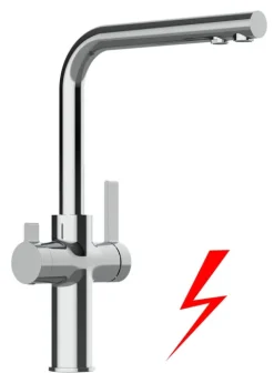 NIEDERDRUCK 3 Wege Wasserhahn Küchenarmatur, FC, mit 360° schwenkbarem L-Auslauf, Verchromt