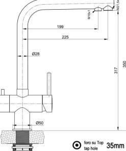NIEDERDRUCK 3 Wege Wasserhahn Küchenarmatur, Edelstahl Massiv, 360° schwenkbarem L-Auslauf, Edelstahl Gebürstet