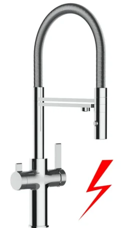NIEDERDRUCK 3 Wege Wasserhahn Küchenarmatur, FC, mit 360° schwenkbarem Auslauf, abnehmbare 2 strahl Handbrause, Verchromt