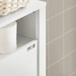 Nischenregal mit 2 grauen Körben Badezimmerregal Weiß BZR83-W