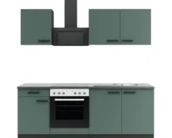 Optifit Küchenzeile ohne Geräte Verona405 210 cm grün matt zerlegt Variante reversibel KPVE 2136OE-9+