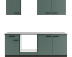Optifit Küchenzeile ohne Geräte Verona405 210 cm grün matt zerlegt Variante reversibel KPVE 2136OE-9+