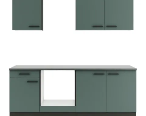 Optifit Küchenzeile ohne Geräte Verona405 210 cm grün matt zerlegt Variante reversibel KPVE 2136OE-9+