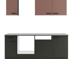 Optifit Küchenzeile ohne Geräte Nizza407/Madrid420 210 cm rostrot anthrazit matt zerlegt Variante reversibel KPNM 2179OE-9+