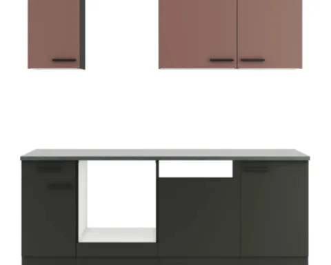 Optifit Küchenzeile ohne Geräte Nizza407/Madrid420 210 cm rostrot anthrazit matt zerlegt Variante reversibel KPNM 2179OE-9+