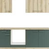Optifit Küchenzeile ohne Geräte Livorno290/Savona405 210 cm wildeiche grün matt strukturiert zerlegt Variante reversibel KPLS 2136OE-9+