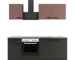Optifit Küchenzeile ohne Geräte Nizza407/Madrid420 210 cm rostrot anthrazit matt zerlegt Variante reversibel KPNM 2136OE-9+
