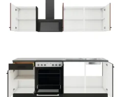 Optifit Küchenzeile ohne Geräte Nizza407/Madrid420 210 cm rostrot anthrazit matt zerlegt Variante reversibel KPNM 2136OE-9+