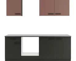 Optifit Küchenzeile ohne Geräte Nizza407/Madrid420 210 cm rostrot anthrazit matt zerlegt Variante reversibel KPNM 2136OE-9+