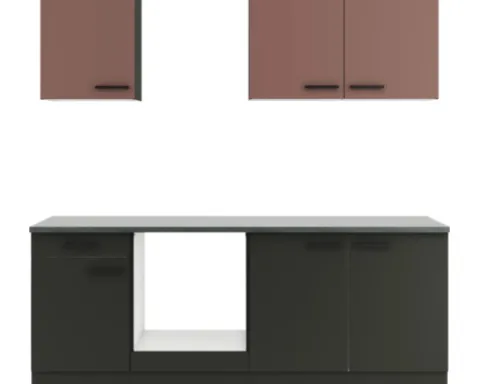 Optifit Küchenzeile ohne Geräte Nizza407/Madrid420 210 cm rostrot anthrazit matt zerlegt Variante reversibel KPNM 2136OE-9+