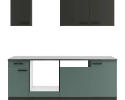 Optifit Küchenzeile ohne Geräte Madrid420/Verona405 210 cm anthrazit grün matt zerlegt Variante reversibel KPMV 2179OE-9+