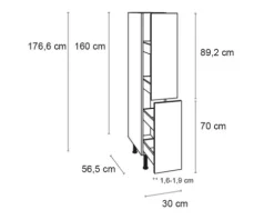 Optifit Apothekerschrank Bengt932 BxTxH 30 x 58,4 x 176,6 cm weiß matt zerlegt KFBE MHFZ306-8+