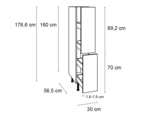 Optifit Apothekerschrank Mats825 BxTxH 30 x 58,4 x 176,6 cm basaltgrau matt zerlegt KFMA MHFZ306-8+