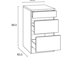 Optifit Auszugunterschrank Luca932 BxTxH 50 x 60 x 88 cm weiß matt zerlegt KLLU U536-0+