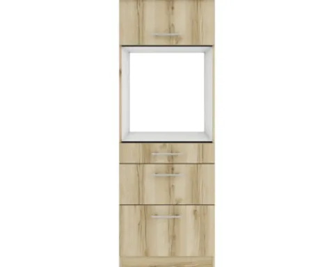 Optifit Backofenhochschrank mit Auszügen Livorno290 BxTxH 60 x 60 x 174,4 cm wildeiche matt strukturiert zerlegt Anschlag reversibel KULI MHB636-9+