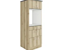 Optifit Backofenhochschrank mit Auszügen Livorno290 BxTxH 60 x 60 x 174,4 cm wildeiche matt strukturiert zerlegt Anschlag reversibel KULI MHB636-9+