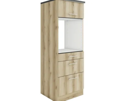 Optifit Backofenhochschrank mit Auszügen Livorno290 BxTxH 60 x 60 x 174,4 cm wildeiche matt strukturiert zerlegt Anschlag reversibel KULI MHB636-9+