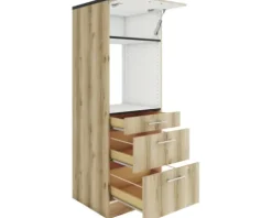 Optifit Backofenhochschrank mit Auszügen Livorno290 BxTxH 60 x 60 x 174,4 cm wildeiche matt strukturiert zerlegt Anschlag reversibel KULI MHB636-9+