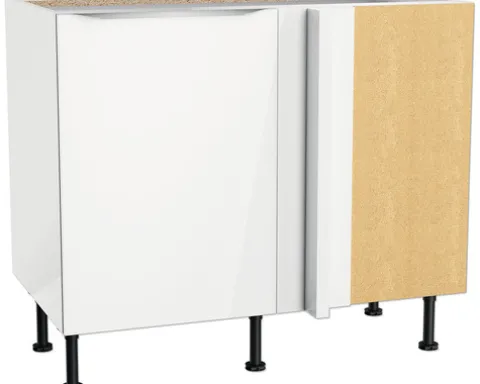 Optifit Eckunterschrank Arvid986 BxTxH 100 x 58,4 x 87 cm weiß glänzend zerlegt Anschlag reversibel KFAV UEL116-8+