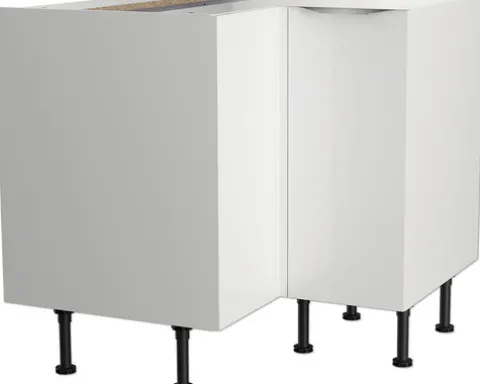 Optifit Eckunterschrank Arvid986 BxTxH 90 x 58,4 x 87 cm weiß glänzend zerlegt Anschlag reversibel KFAV UEL996-8+
