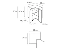 Optifit Eckunterschrank Arvid986 BxTxH 90 x 58,4 x 87 cm weiß glänzend zerlegt Anschlag reversibel KFAV UEL996-8+