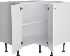 Optifit Eckunterschrank Bengt932 BxTxH 90 x 58,4 x 87 cm weiß matt zerlegt Anschlag reversibel KFBE UEL996-8+