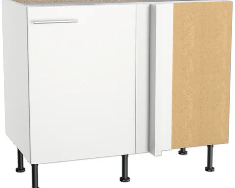 Optifit Eckunterschrank Bengt932 BxTxH 100 x 58,4 x 87 cm weiß matt zerlegt Anschlag reversibel KFBE UEL116-8+