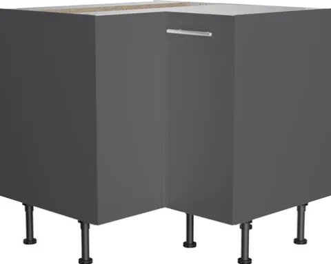 Optifit Eckunterschrank Ingvar420 BxTxH 90 x 58,4 x 87 cm anthrazit matt zerlegt Anschlag reversibel KFIN UEL996-8+