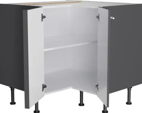 Optifit Eckunterschrank Ingvar420 BxTxH 90 x 58,4 x 87 cm anthrazit matt zerlegt Anschlag reversibel KFIN UEL996-8+