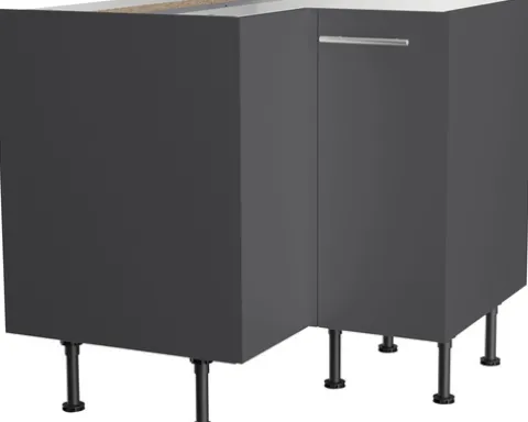 Optifit Eckunterschrank Ingvar420 BxTxH 90 x 58,4 x 87 cm anthrazit matt zerlegt Anschlag reversibel KFIN UEL996-8+