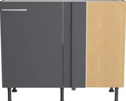 Optifit Eckunterschrank Ingvar420 BxTxH 100 x 58,4 x 87 cm anthrazit matt zerlegt Anschlag reversibel KFIN UEL116-8+