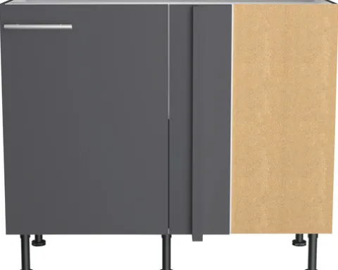 Optifit Eckunterschrank Ingvar420 BxTxH 100 x 58,4 x 87 cm anthrazit matt zerlegt Anschlag reversibel KFIN UEL116-8+