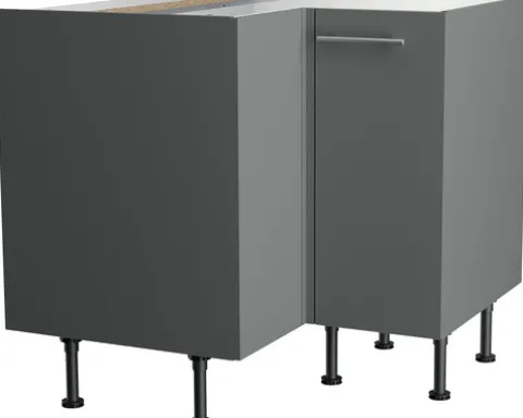 Optifit Eckunterschrank Mats825 BxTxH 90 x 58,4 x 87 cm basaltgrau matt zerlegt Anschlag reversibel KFMA UEL996-8+