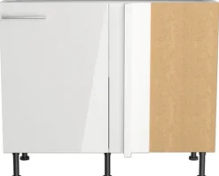 Optifit Eckunterschrank Rurik986 BxTxH 100 x 58,4 x 87 cm weiß glänzend zerlegt Anschlag reversibel KFRU UEL116-8+