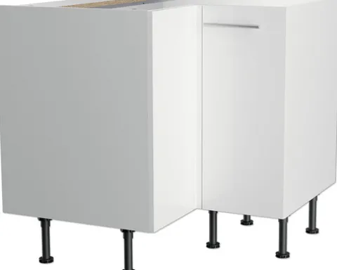 Optifit Eckunterschrank Rurik986 BxTxH 90 x 58,4 x 87 cm weiß glänzend zerlegt Anschlag reversibel KFRU UEL996-8+