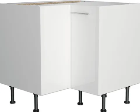 Optifit Eckunterschrank Rurik986 BxTxH 90 x 58,4 x 87 cm weiß glänzend zerlegt Anschlag reversibel KFRU UEL996-8+