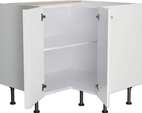 Optifit Eckunterschrank Rurik986 BxTxH 90 x 58,4 x 87 cm weiß glänzend zerlegt Anschlag reversibel KFRU UEL996-8+