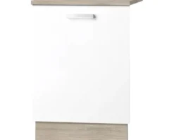 Optifit Geschirrspülerblende für vollintegrierte Geschirrspüler Geschirrspülerblende inkl Sockelleiste und Arbeitsplatte Zamora214 BxTxH 59,6 x 1,6 x 70 cm weiß matt zerlegt Anschlag reversibel KUZM TL606APL9+