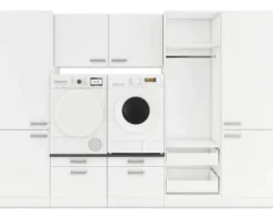 Optifit Hauswirtschaftsraummöbel ohne Geräte Salo214 300 cm weiß matt zerlegt Variante reversibel HWSA HWR-3+