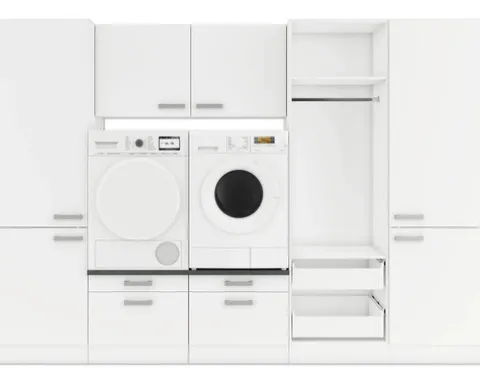 Optifit Hauswirtschaftsraummöbel ohne Geräte Salo214 300 cm weiß matt zerlegt Variante reversibel HWSA HWR-3+