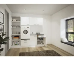 Optifit Hauswirtschaftsraummöbel ohne Geräte Salo214 220,000 cm weiß matt zerlegt Variante reversibel HWSA HWR-5+